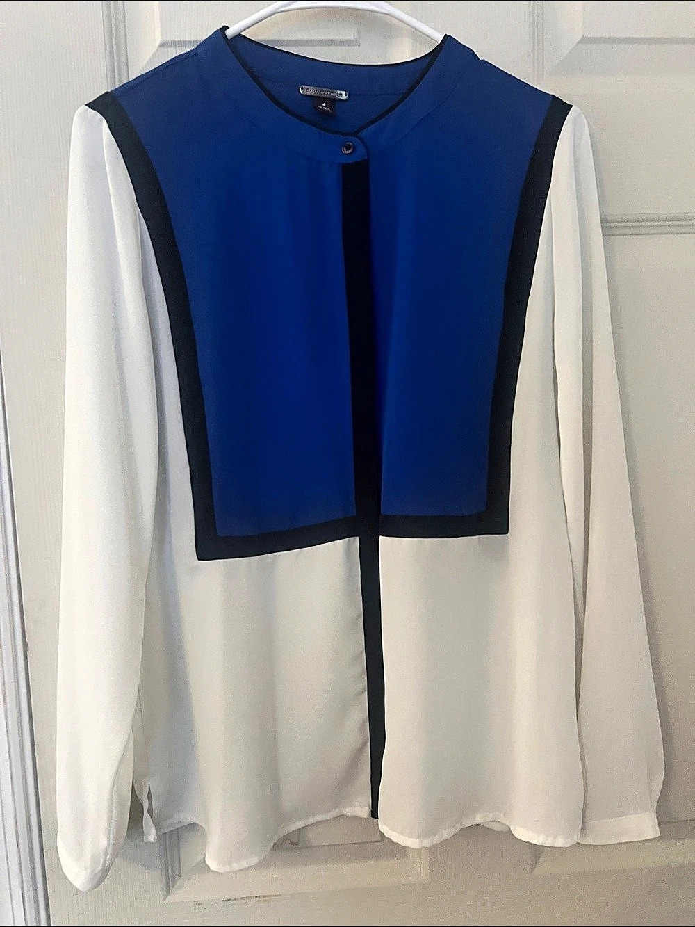 DANNY & NICOLE Color Block Long Sleeve Blouse Size 6 Like New